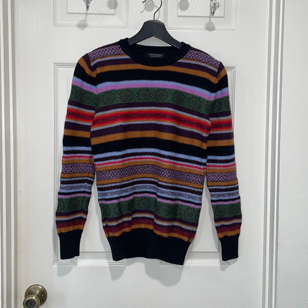 Scotch & Soda Striped Sweater Wool Crew Neck Long Sleeve Pullover Sz S